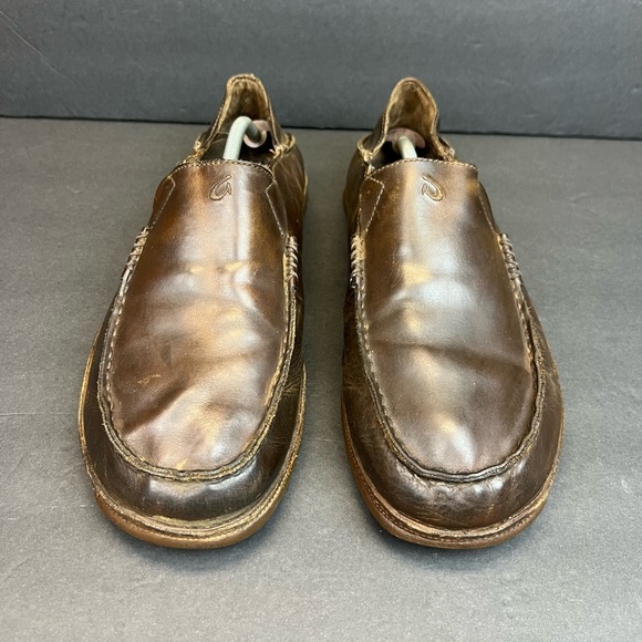 OluKai Dark Brown Leather Slip-Ons Mens Size 11 - Picture 10 of 10